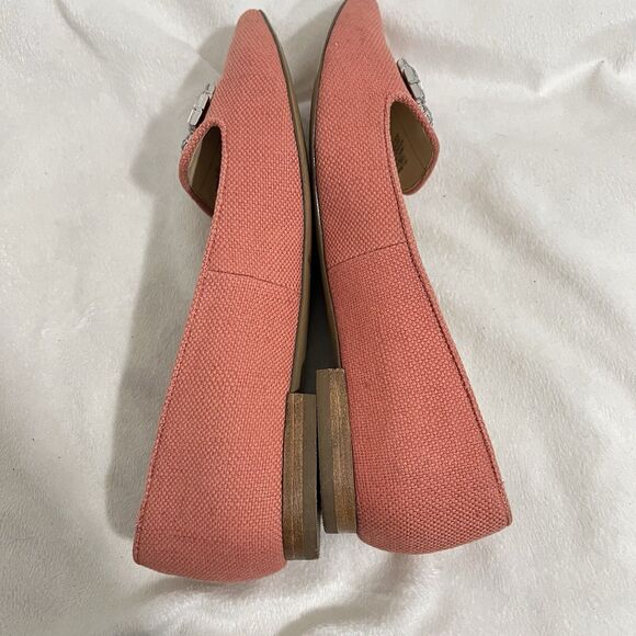 Sole Society Shoes Size 10 Orange Coral Canvas So-Libry Flats Rhinestone Pointed - Picture 8 of 9